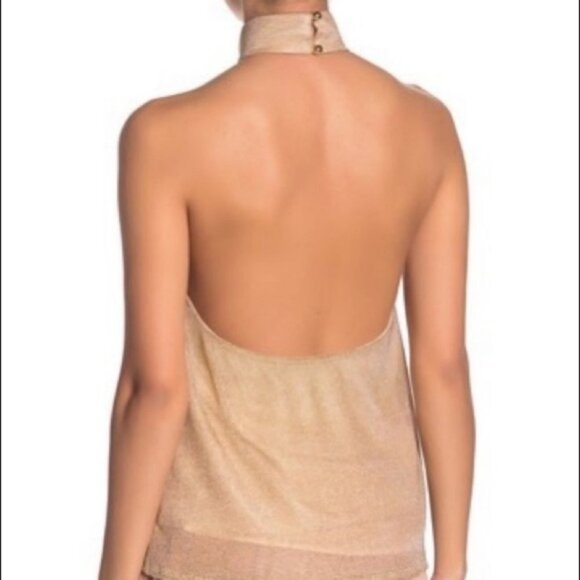 NWT Show Me Your Mumu Alessandra Halter Top Gold Mesh Size Medium New With Tags - Picture 12 of 14